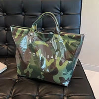 Edelinde® | Tote Tasche mit Zeitungsdruck – 🔥Camouflage Grün