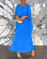 Marina - Elegantes langes locker sitzendes Kleid – Blau