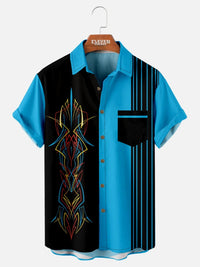 Luca | Herren Kurzarm Streifen Hemd – Blau
