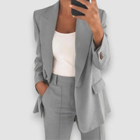 Elsa | Eleganter Blazer+Hose Business Set – Grau
