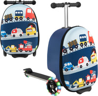 2-in-1 Kinder-Rollerkoffer mit LED-Rädern – Wasserabweisendes Handgepäck für Reise und Spaß, faltbar, für Kinder ab 5 Jahren – Transport