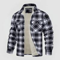 LUTZ - JACKE AUS FLEECE MIT KAROMUSTER – Schwarz