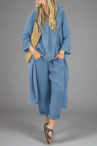 Anneliese | Zweiteiliges Set mit Eleganter Leichtigkeit und Vielseitigem Stil – Hellblau
