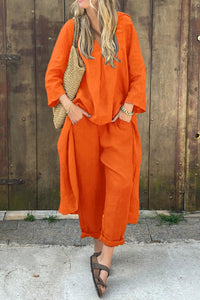Aveline™ – Luftiges Zweiteiler-Set mit femininer Eleganz – Orange