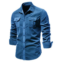 Herren Stilvoll Langarmhemd | Formelle – Blau