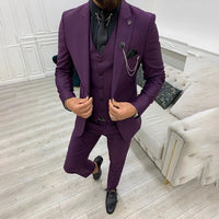Herren Modisch Modern Hochzeitsgast Anzug Set | 3-teiliges Set – Lila
