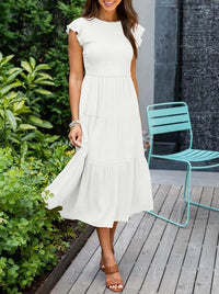 Amelia | Elegantes Kleid mit Bauchbedeckung – Weiß