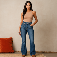 SIBEL - HOCHGESCHNITTENE SCHLAGJEANS – Blau