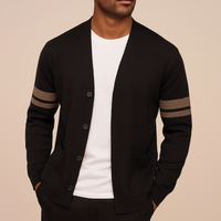 Tobias | Herren Taillierte Passform Strickjacke Pullover – Schwarz