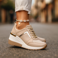 Mirin – Bequeme Turnschuh Mit Keilabsatz – Beige