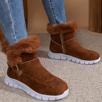 Dreilith | Winter-Schneestiefel für Damen - kuschelig mit Fleece gefüttert, dicke Sohle – Braun
