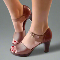 Katharina | Premium High-Heeled Sandalen im Koreanischen Stil mit Farbblock und Schnalle – Braun