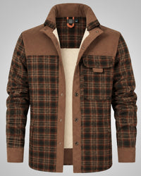 David | Herren Klassisches Karomuster Jacke mit Knöpfen – Braun