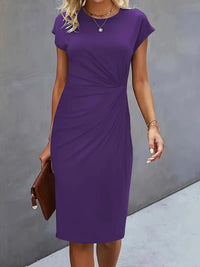 Damenkleid mit Rundhalsausschnitt – Elegantes Sommerkleid für Alltag & Besondere Anlässe – Violettblau