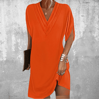 JOLINE - KURZES KLEID MIT V-AUSSCHNITT – Orange