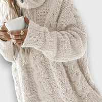Maribel – Lockerer Zopfmuster Rollkragenpullover – Weiß