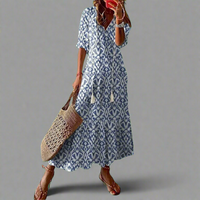 Almuth | Premium Sommerkleid mit Druckdesign – Blau