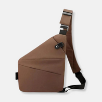 Liv | Sichere Schultertasche aus Nylon – Braun