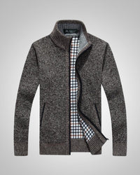 Wolfgang | Herren Bequem Fleece Strickjacke – Braun