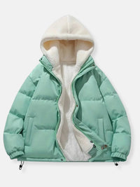 Warme Damen Winterjacke mit Reißverschluss | Mit Kapuze – Mintgrün