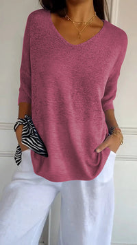 Urina - Soft-Touch-Top mit V-Ausschnitt – Rosa