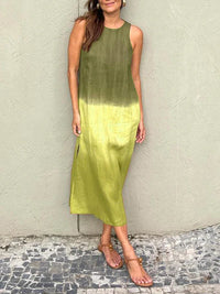 Lucinda - Stilvolles bedrucktes langes Kleid – Grün