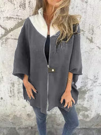 Reivalia | Lässige Jacke mit Stehkragen und Halbreißverschluss – Weiß – grau