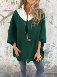 Reivalia | Lässige Jacke mit Stehkragen und Halbreißverschluss – Weiß – grün
