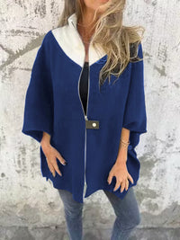 Reivalia | Lässige Jacke mit Stehkragen und Halbreißverschluss – Weiß – blau