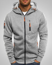 Herman | Herren Eleganter Hoodie Pullover mit Reißverschluss – Hellgrau