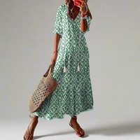Almuth | Premium Sommerkleid mit Druckdesign – Grün