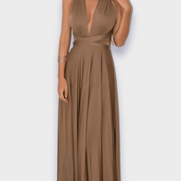 Noriswina | Sexy Multiway Boho Maxi-Kleid für besondere Anlässe – Braun
