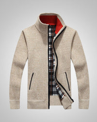 Wolfgang | Herren Bequem Fleece Strickjacke – Beige