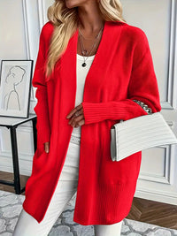 Litaronie | Entspannter Langarmpullover mit praktischer Tasche – Rot
