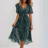 Maxikleid für Damen - Mühelos Elegantes Chiffon-Kleid für Sommer – Grün