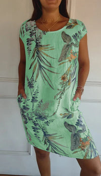 Lorraine | Midi Sommerkleid für Frauen - Blumenmuster – Grün