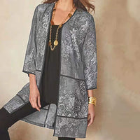 Heidi-Mode | Bluse Floral Print Lange Bluse – Grau