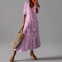 Almuth | Premium Sommerkleid mit Druckdesign – Rosenrot