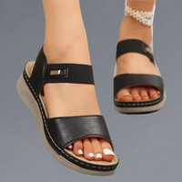 Johanna | Bequeme Keilsandalen für den Alltag – Schwarz