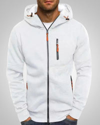 Bernd | Herren Lässiger Taschen Reißverschluss Hoodie – Weiß