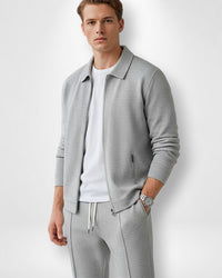 Herren Set aus Jacke mit Umlegekragen und Schlupfhose – Grau