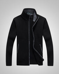Wolfgang | Herren Bequem Fleece Strickjacke – Schwarz