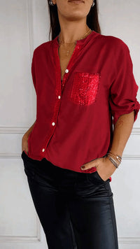 Eveline - Sequin-Ärmeltop – Rot