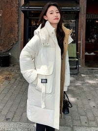 Clierith | Schicker urbaner Chic – Langer Puffermantel mit Kapuze – Weiß