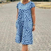 Elena | Auffälliges Sommerkleid mit Rundhalsausschnitt – Blau