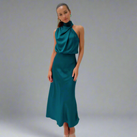 Kunigunde | Elegantes Satin-Maxikleid für besondere Anlässe – Ozeanblau