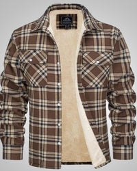 Markus | Herren Gefütterte Karierte Jacke – Khaki