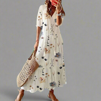 Almuth | Premium Sommerkleid mit Druckdesign – Cremeweiß