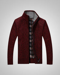 Wolfgang | Herren Bequem Fleece Strickjacke – Bordeaux