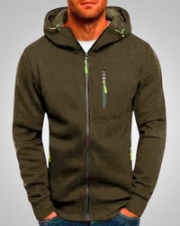 Andrew | Herren Legerer Taschen Zip-Hoodie – Grün